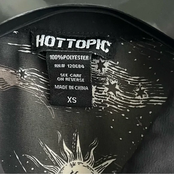 Hot topic shirt xs Whimsy Moon Sun Eye Celestial Tunic Top Black & White - Picture 5 of 5